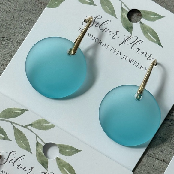 Silver Plum Jewelry - Blue Beachy Glass Earrings